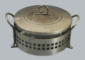 Antik cukortartó üveg betéttel, 14x8 cm