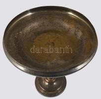 Szecessziós ezüstözött alpakka talpas kínáló, üvegbetét nélkül, m. 32 cm