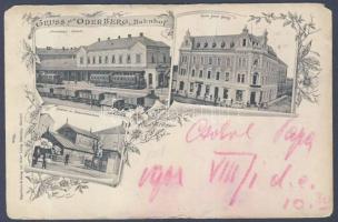 Bohumín (Oderberg) with Railway Station, the ice storehouse of the railway restaurant and Hotel Garni Lustig (b)