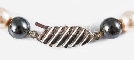 Mallorcai gyöngy ékszer szett, ezüst (Ag) kapoccsal, fülbevaló pár, nyaklánc, karkötő, díszdobozban