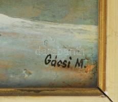 Gácsi Mihály (1926-1987): Január. Olaj, farost. Jelzett. Hátoldalán Képcsarnok Vállalat címkéjével. ...
