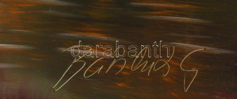 Bánkuti Gertrúd (1948-): Alkony. Olaj, farost. Jelezve jobbra lent. Hátoldalán autográf felirattal. ...