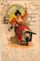 1899 Szívélyes újévi üdvözlet. No. 5193. / New Year greeting art postcard. litho