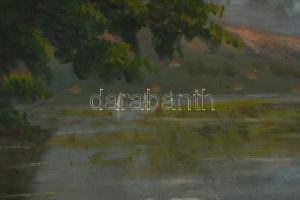 Olvashatatlan jelzéssel (Benedek György?): Szerelmespár. Olaj, vászon. Dekoratív fakeretben. 40×60 c...