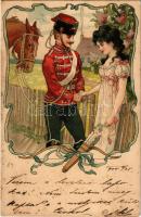 1900 Love couple art postcard (fl)