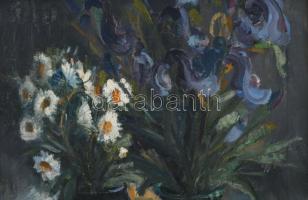 PL jelzéssel: Csendélet, 1957. Olaj, vászon. Dekoratív, kissé sérült fakeretben. 34×32,5 cm