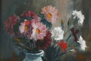 PL jelzéssel (jobbra lent halványan): Csendélet. Olaj, vászon. Dekoratív, kissé sérült fakeretben. 3...