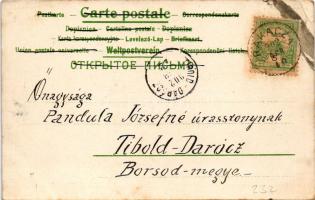 1902 Lady art postcard. Art Nouveal, floral, litho (EB)