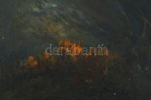 Jelzés nélkül: Hegyvidéki táj. Olaj, vászon. Dekoratív, kissé sérült fakeretben. 32×34 cm