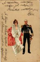 1899 Love couple art postcard, officer. litho (EK)
