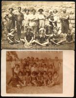 cca 1912-1920 Fürdőzők csoportképe, 2 db fotólap, 9×14 cm