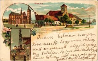 1901 Kassa, Kosice; Székesegyház, Szentháromság szobor / cathedral, Holy Trinity statue. Kosmos Műintézet Art Nouveau, floral, litho (EK)
