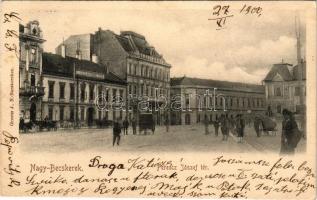 1900 Nagybecskerek, Zrenjanin, Veliki Beckerek; Ferenc József tér, üzletek. Grcsits J. kiadása / square, shops (EK)
