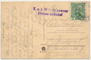 Prerov, Prerau; Komenského trída / street view + "K.u.k. Militärzensur Prerau-Bahnhof" (we...