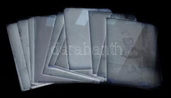 Vegyes üvegnegatív tétel, műtermi portrék, csoportképek, 14 db, jó állapotban, 10×15 cm