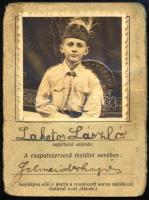 cca 1922 Fényképes cserkész igazolvány