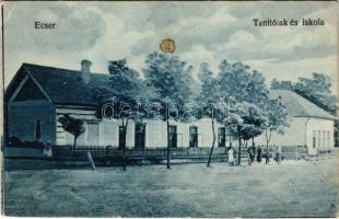 1950 Ecser, Tanító lak és iskola. Hangya kiadása (fl)
