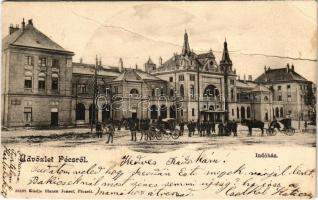 1901 Pécs, indóház, vasútállomás. Blancz József kiadása (szakadás / tear)
