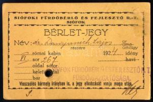 1924 Siófoki Strandfürdő fényképes igazolvány