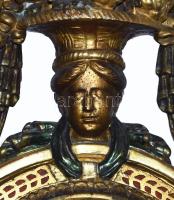 Nagy méretű empire kandallóóra. XIX. sz. eleje. Franciaország faragott fa test, festett, mechanikája...