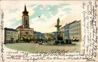 1901 Budapest VIII. Kálvin tér, templom, szökőkút. Kohn Sándor kiadása (kis szakadás / small tear)
