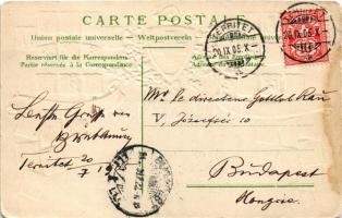 1905 Lake Geneva, Lac Léman; Barque. H. Guggenheim &amp; Cie. / lake, boat, Swiss coat of arms, ...