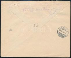 1919 Távolsági ajánlott cenzúrázott levél 6 db Baranya I. bélyeggel / Domestic registered censored c...