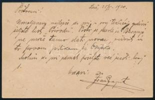 Baranya 1920 Felülnyomott díjjegyes levelezőlap Zágrábba
Signed: Bodor