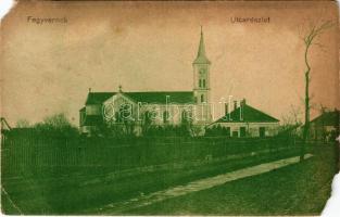 1923 Fegyvernek, utca részlet, Római katolikus templom (b)