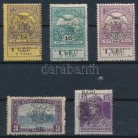 Kolozsvár 1919 5 db bélyeg, közte elcsúszott felülnyomat Signed: Bodor