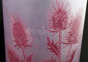 Nagy méretű virágos üveg váza. Anyagában színezett, mintás, hibátlan. 31 cm, párdarabja is megtalálh...