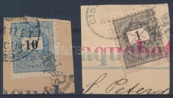 1898 2 db Peterdi hajóposta bélyegzés krajcáros kivágáson
