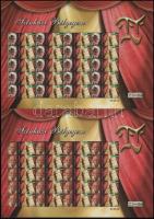 2011 Színházi bélyegem 2 db klf megszemélyesített teljes ív (29.000)