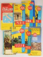 10 db Falk térkép: külföldi városok (London, Milánó, München, Párizs, stb.) + Olaszország, vegyes állapotban