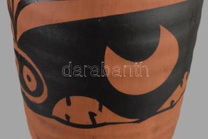 Jelzett Hold díszítéses kerámia kétfüles váza. Hibátlan, m: 34 cm
