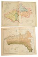 1894 Fogaras vármegye térképe, tervezte: Gönczy Pál, a Pallas Nagy Lexikona melléklete, 24x30 cm + 1929 Csanád vármegye térképe, hivatalos adatok alapján átdolgozta: Tallián Ferenc, rajta Trianon előtti és utáni statisztikai adatokkal, 23,5x32 cm