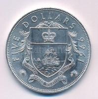 Bahamák 1966. 5$ Ag "II. Erzsébet / A Bahamák címere és mottója" T:AU Bahamas 1966. 5 Dollars Ag "Elizabeth II / Coat of arms and motto of the Bahamas" C:AU Krause KM#10