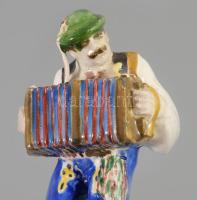 cca 1940 Pataky kerámia harmonikás szobor, jelzett, kis kopással, m: 14 cm