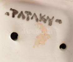 cca 1940 Pataky kerámia harmonikás szobor, jelzett, kis kopással, m: 14 cm