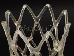 Fonatos kialakítású színezett hutaüveg váza, jelzés nélkül, hibátlan, m: 26 cm