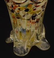 Fonatos kialakítású színezett hutaüveg váza, jelzés nélkül, hibátlan, m: 26 cm