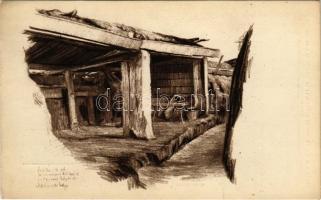 Födött állások. Kiadja a m. kir. 10. honvéd gyalogezred az özvegy- és árvaalap javára. Herbst műnyomása - 39. / WWI Austro-Hungarian K.u.K. military art postcard s: Meilinger Dezső hadnagy