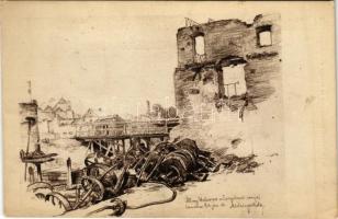 Malom romjai. Kiadja a m. kir. 10. honvéd gyalogezred az özvegy- és árvaalap javára. Herbst műnyomása - 34. / WWI Austro-Hungarian K.u.K. military art postcard s: Meilinger Dezső hadnagy (fl)