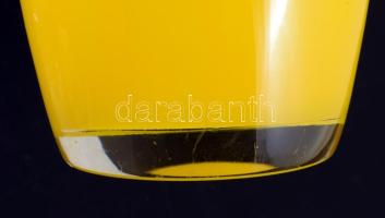 Kétrétegű citromsárga hutaüveg váza, jelzés nélkül, hibátlan, m: 31 cm