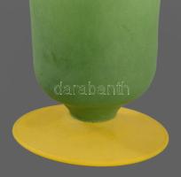 Vintage savmaratott színes kehelyváza, hibátlan, m: 22 cm