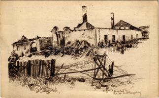 Zawalowi romok. Kiadja a m. kir. 10. honvéd gyalogezred az özvegy- és árvaalap javára. Herbst műnyomása - 40. / WWI Austro-Hungarian K.u.K. military art postcard s: Meilinger Dezső hadnagy (fa)