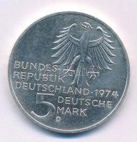 Német Szövetségi Köztársaság 1974D 5M Ag "Immanuel Kant" T:AU  Federal Republic of Germany 1974D 5 Mark Ag "Immanuel Kant" C:AU  Krause KM#138