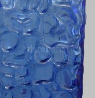 Ingrid Glass pikkelyes mintás hasábváza, anyagában színezett, jelzés nélkül, hibátlan, m: 30,5 cm