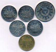 1974-1975. "HUNGEXPO" kétoldalas fém emlékérem (6db, 4xklf, benne: LIMEXPO, Tavaszi Budape...