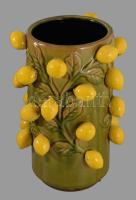 Plasztikus citrom díszítéssel citrustartó edény, jelzett, hibátlan, m: 30 cm